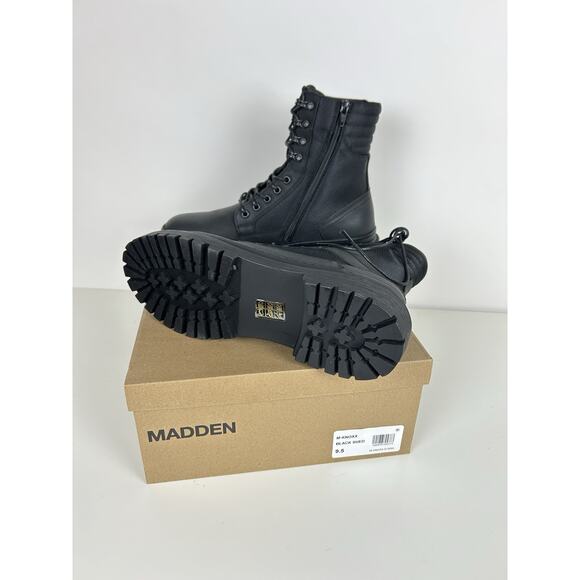 Madden Men's Sz 9.5 Boots Black Combat Style Zip & Tie - Picture 6 of 6